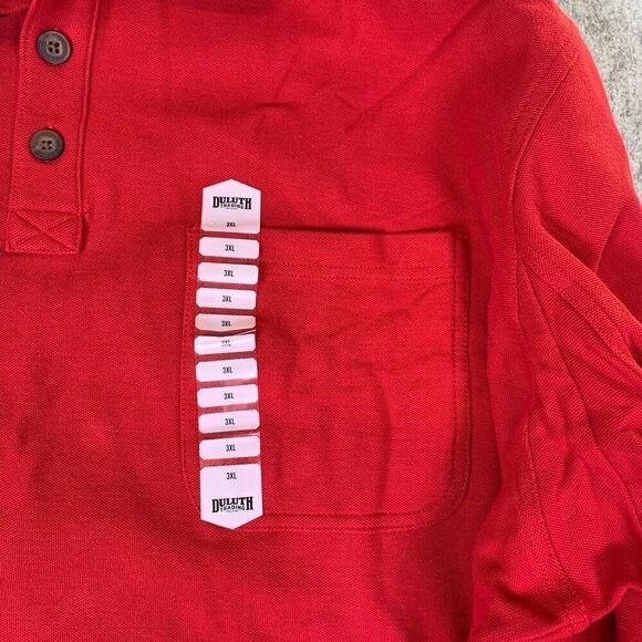 Duluth Men’s Size 3XL Long Sleeve Collared Polo Shirt Red Cotton 3 Button NWT - Picture 6 of 8